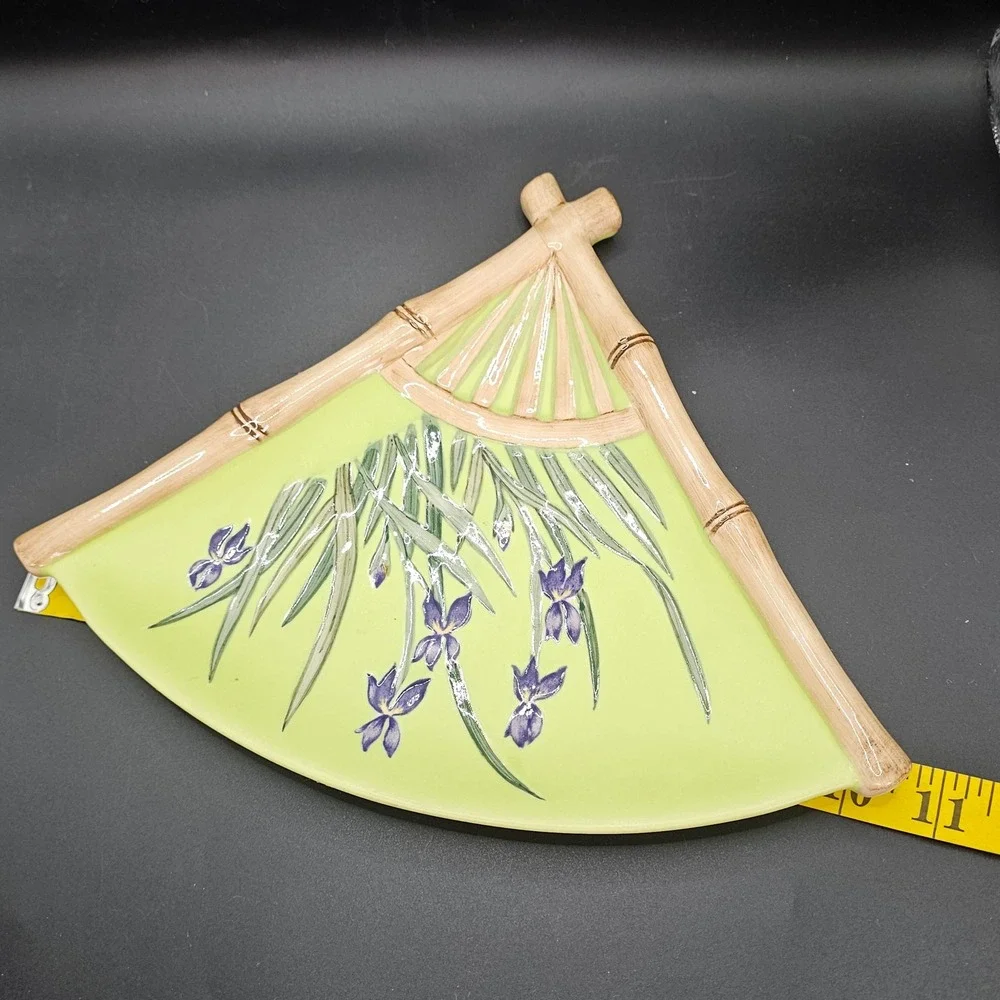 Silvestri Asia Society Fan Wall Plate Cynthia McCollum Iris‎ Bamboo 90s